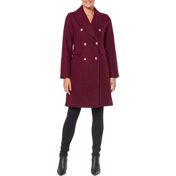 NEW Vince Camuto Double Breasted Wool Blend Coat Women's Size M Deep Purple - Picture 1 of 8